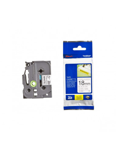 Cinta Brother TZe-S241 Negro / Blanco 18mm de ancho x 8 m de largo - Laminada Adhesivo extra