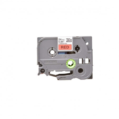 Cinta Brother TZe-451 Negro / Rojo 24 mm de ancho x 8 m de largo - Laminada