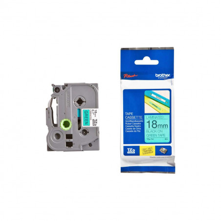 Cinta Brother TZe-741 Negro / Verde 18mm de ancho x 8 m de largo - Laminada Cinta Brother TZe-741 Negro / Verde 18mm de ancho x 8 m de largo - Laminada
