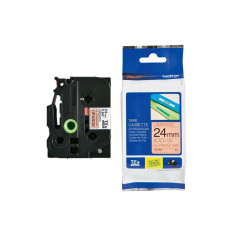 Cinta Brother TZe-B51 Negro / Naranja Fluo 24 mm de ancho x 5 m de largo - Laminada