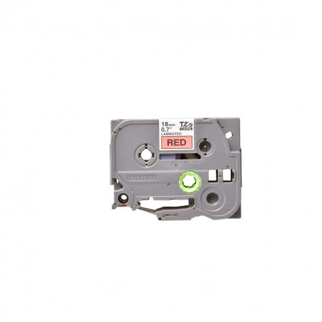 Cinta Brother TZe-441 Negro / Rojo 18 mm de ancho x 8 m de largo - Laminada