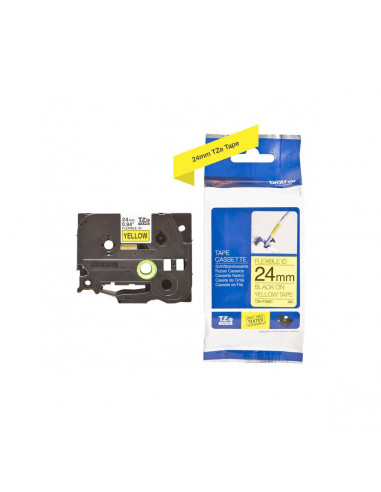 Cinta Brother TZe-FX651 Negro / Amarillo 24 mm de ancho x 8 m de alto Flexible