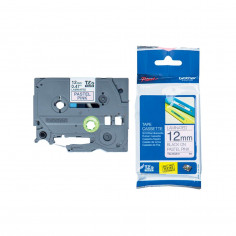 Cinta Brother TZe-MQE31 Negro / Rosa Pastel 12mm de ancho x 4 m de largo - Laminada