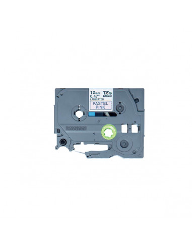 Cinta Brother TZe-MQE31 Negro / Rosa Pastel 12mm de ancho x 4 m de largo - Laminada Cinta Brother TZe-MQE31 Negro / Rosa Pastel 12mm de ancho x 4 m de largo - Laminada