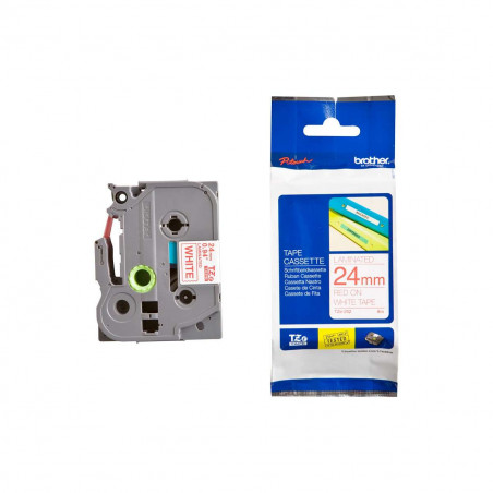 Cinta Brother TZe-252 Rojo / Blanco 24mm de ancho x 8 m de largo - Laminada Cinta Brother TZe-252 Rojo / Blanco 24mm de ancho x 8 m de largo - Laminada