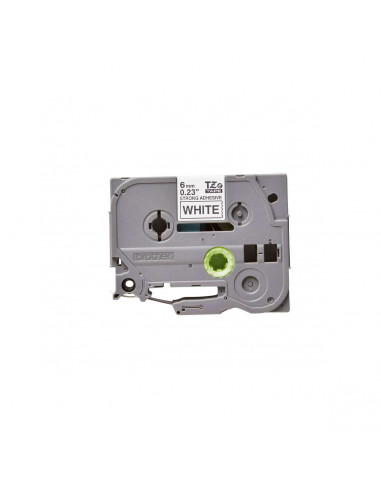 Cinta Brother TZe-S211 Negro / Blanco 6 mm de ancho x 8 m de largo - Laminada Adhesivo extra Cinta Brother TZe-S211 Negro / Blanco 6 mm de ancho x 8 m de largo - Laminada Adhesivo extra