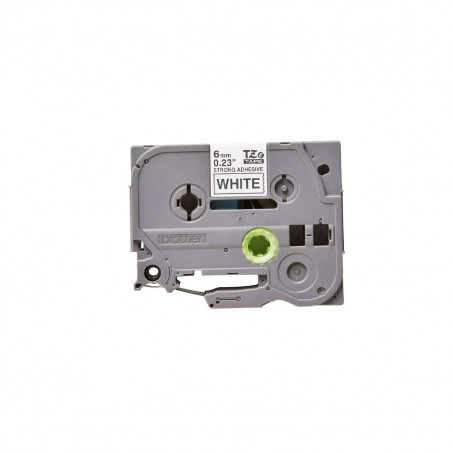 Cinta Brother TZe-S211 Negro / Blanco 6 mm de ancho x 8 m de largo - Laminada Adhesivo extra Cinta Brother TZe-S211 Negro / Blanco 6 mm de ancho x 8 m de largo - Laminada Adhesivo extra