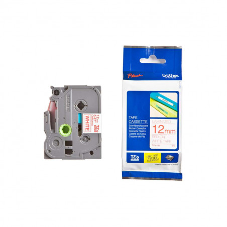 Cinta Brother TZe-232 Rojo / Blanco 12mm de ancho x 8 m de largo - Laminada Cinta Brother TZe-232 Rojo / Blanco 12mm de ancho x 8 m de largo - Laminada