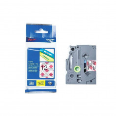 Cinta Brother TZe-MPRG31 Negro / Cuadrille rojo 12mm de ancho x 4 m de largo - Laminada