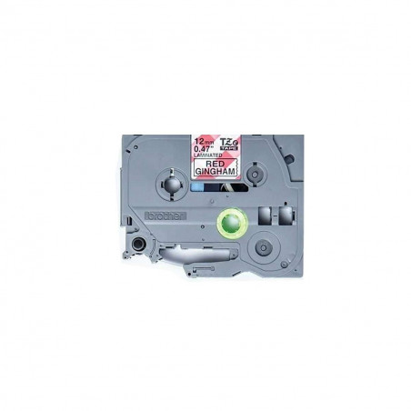 Cinta Brother TZe-MPRG31 Negro / Cuadrille rojo 12mm de ancho x 4 m de largo - Laminada Cinta Brother TZe-MPRG31 Negro / Cuadrille rojo 12mm de ancho x 4 m de largo - Laminada