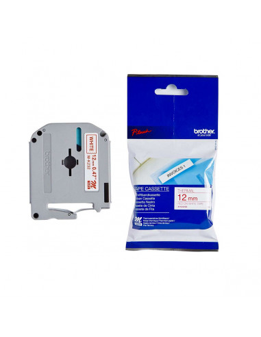 Cinta Brother M-232 Rojo / Blanco 12 mm x 8m - No laminadas